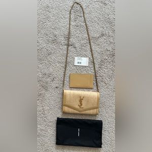 Saint Laurent Cassandra Raffia Crossbody Bag - Natural
